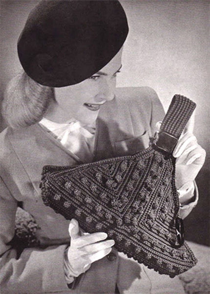 vintage knitting patterns download Day17Vintage L1262 Triangular Forties Bag