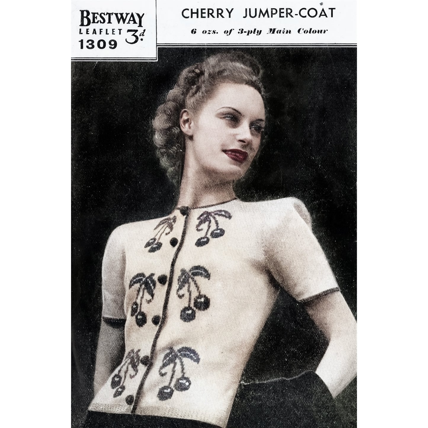 vintage knitting patterns download Day17Vintage L1275 Forties Cherry Jumper Bestway 1309