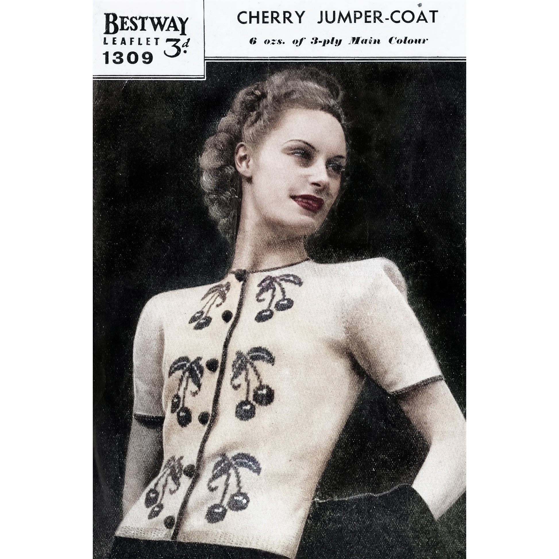 vintage knitting patterns download Day17Vintage L1275 Forties Cherry Jumper Bestway 1309