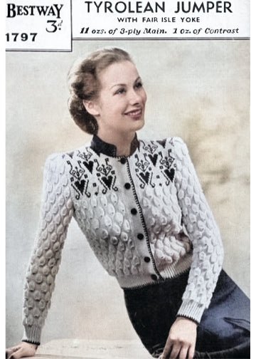 vintage knitting patterns download Day17Vintage L1279 1940s Tyrolean Cardigan Bestway 1797