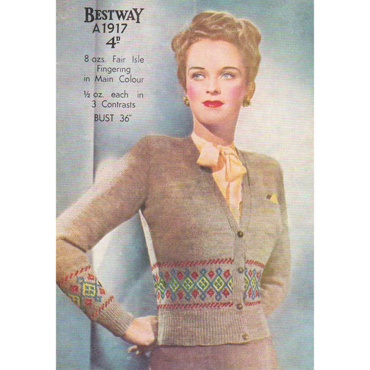 vintage knitting patterns download Day17Vintage L1280 Forties Fair Isle Bestway 1917