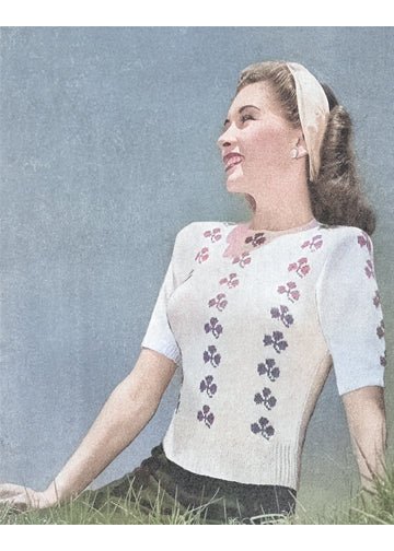 vintage knitting patterns download Day17Vintage L1282 1940s Clover Sweater