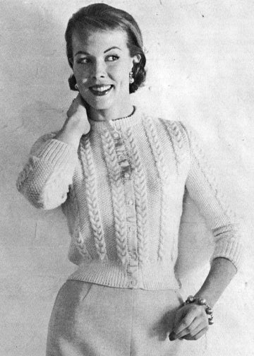 vintage knitting patterns download Day17Vintage L1287 Cabled Fifties Cardigan