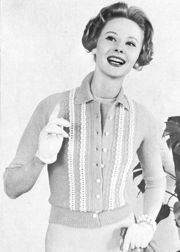 vintage knitting patterns download Day17Vintage L1291 Sideways Knit 1950s Cardigan