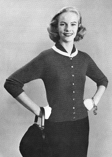 vintage knitting patterns download Day17Vintage L1295 1950s Shawl Collar Cardigan