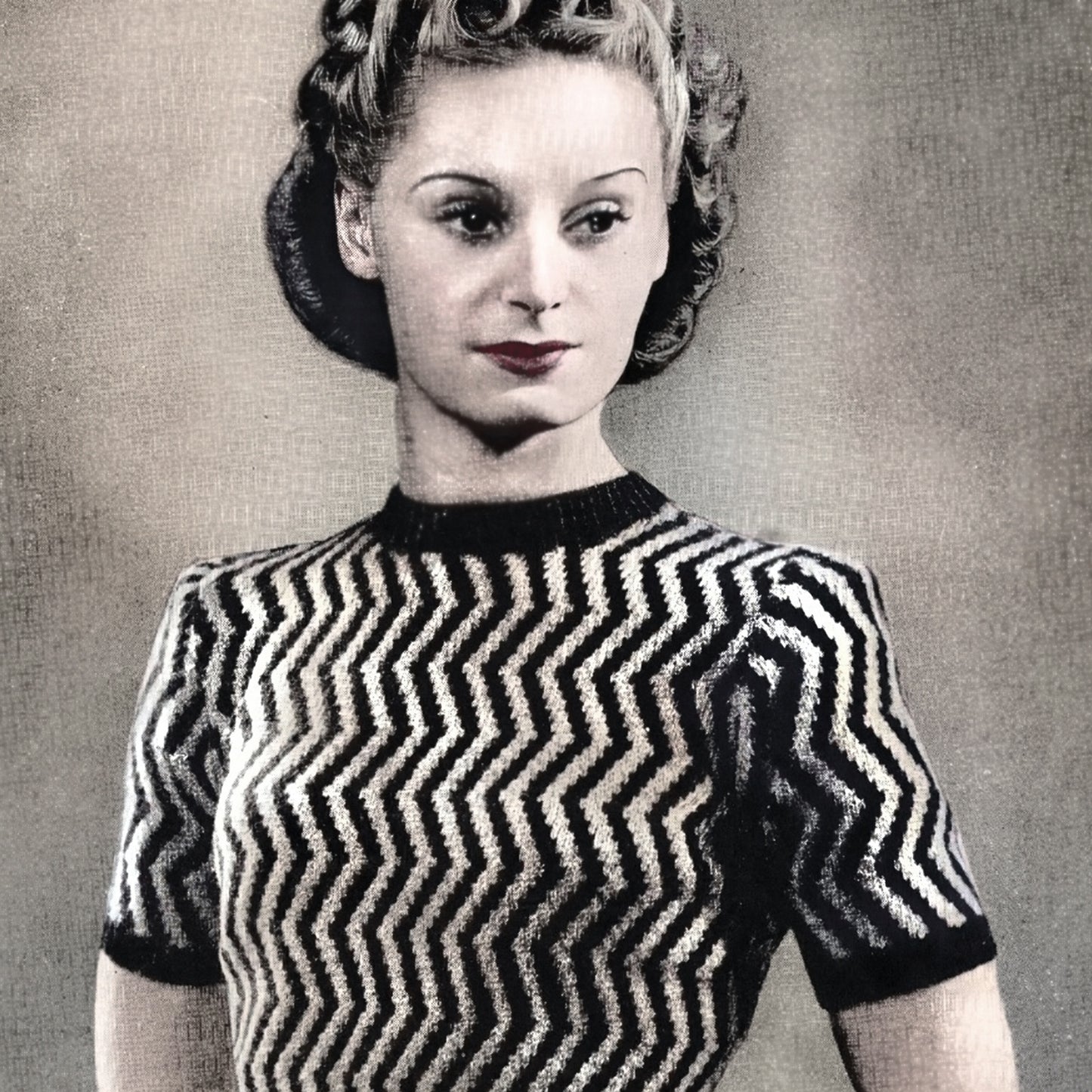 vintage knitting patterns download Day17Vintage L1298 Forties Zigzag Jumper Bestway 829