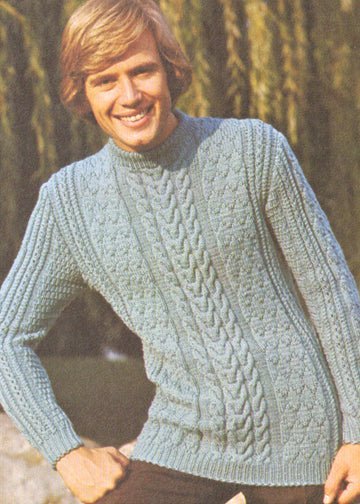 vintage knitting patterns download Day17Vintage M1001 Mock Neck Aran Sweater