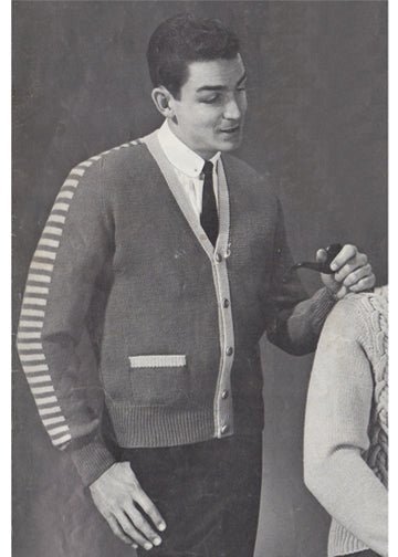 vintage knitting patterns download Day17Vintage M1008 Striped Sleeve Cardigan