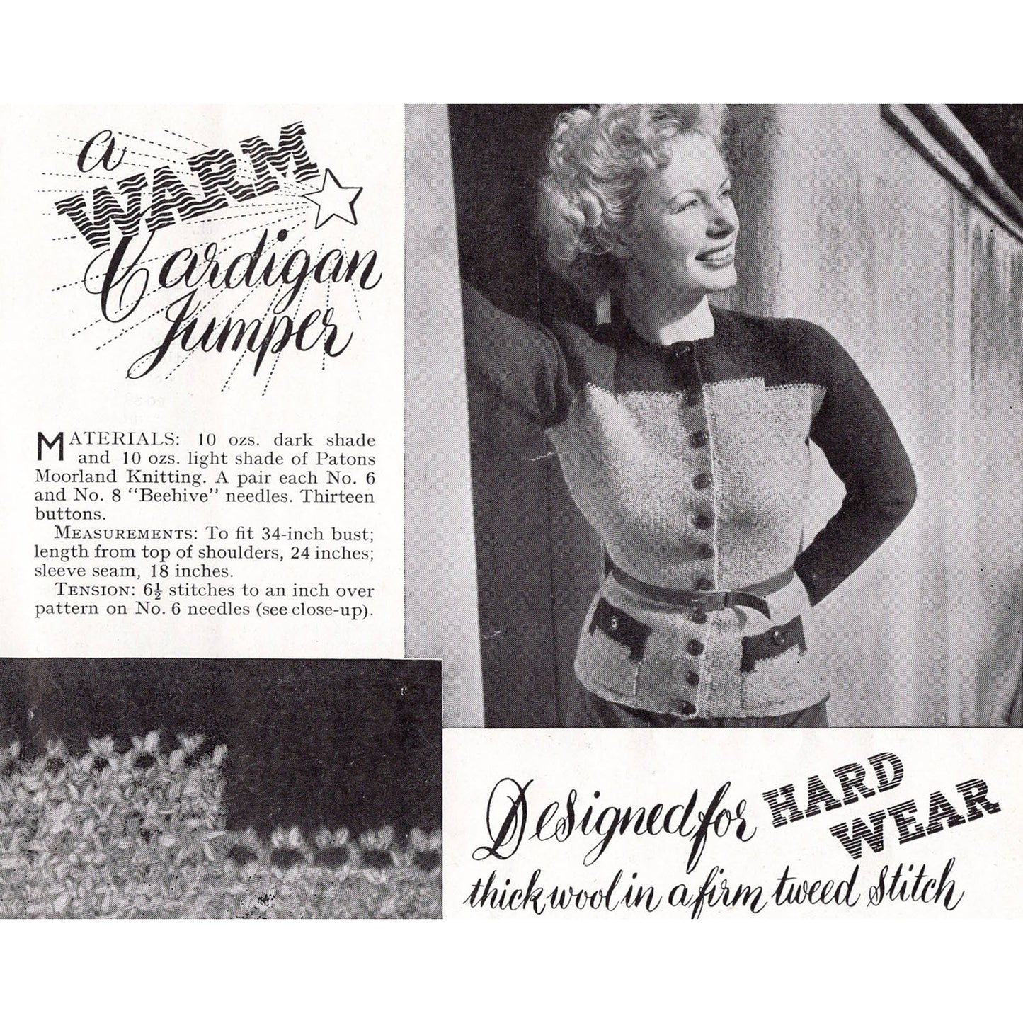 vintage knitting patterns download Day17Vintage B1014 Stitchcraft Magazine December 1948