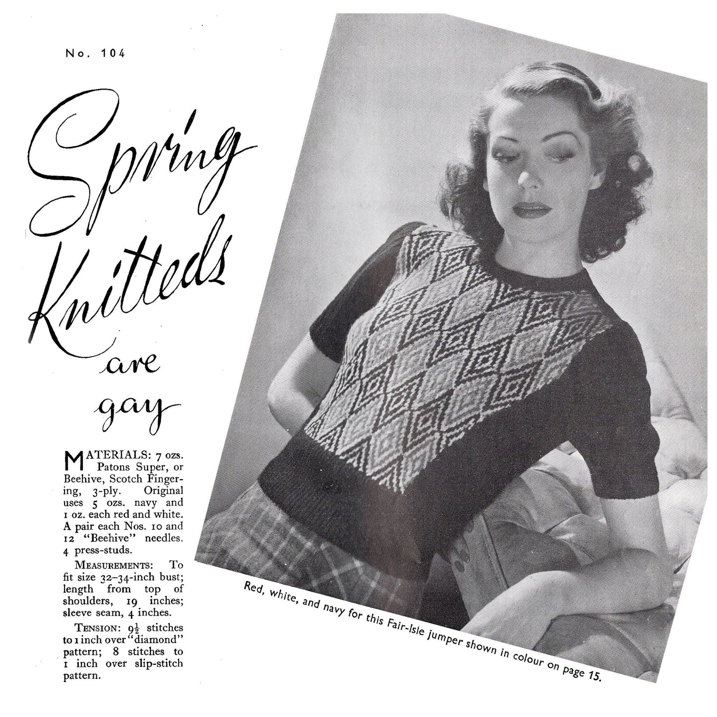 vintage knitting patterns download Day17Vintage B1066 Stitchcraft Magazine No. 104 April 1941