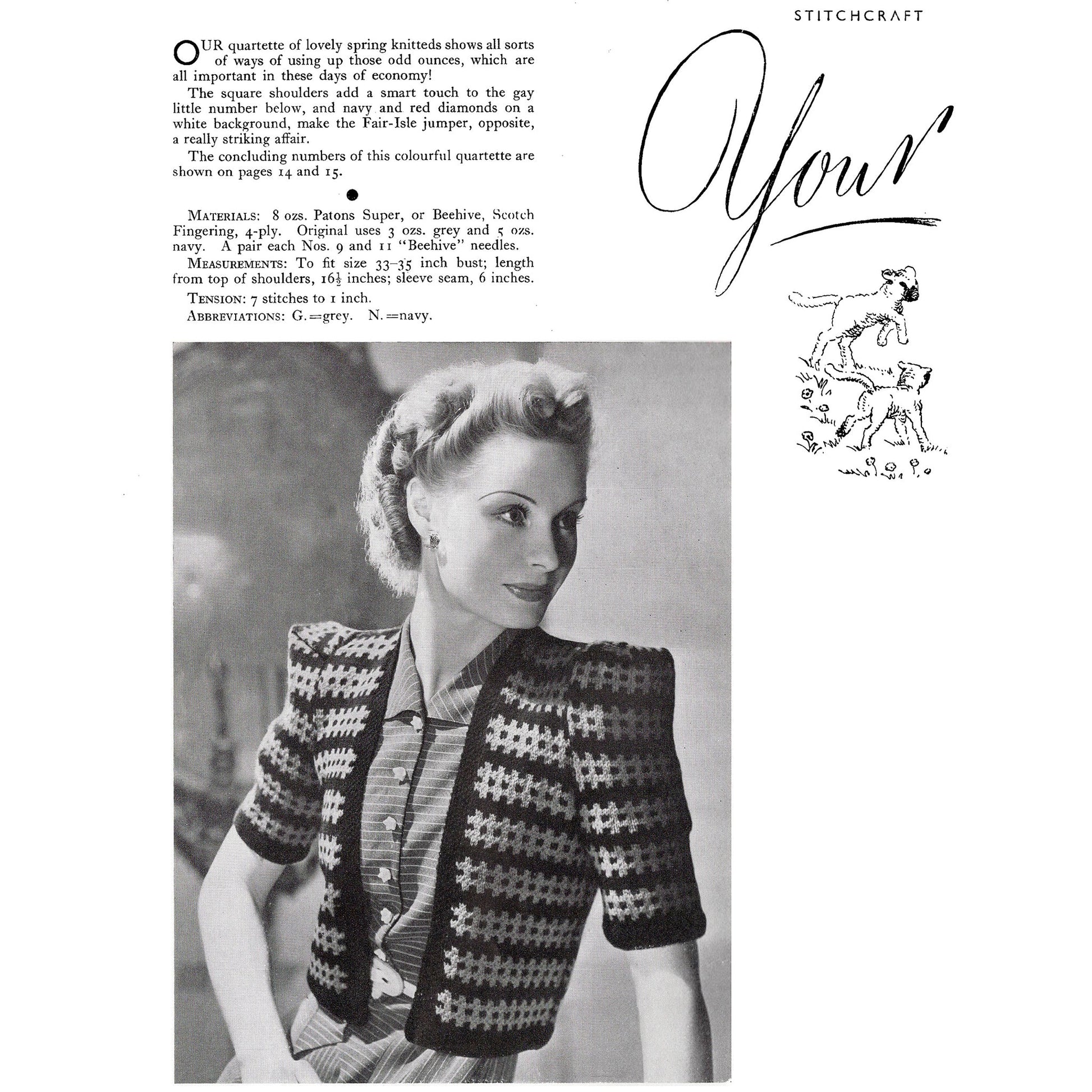 vintage knitting patterns download Day17Vintage B1066 Stitchcraft Magazine No. 104 April 1941